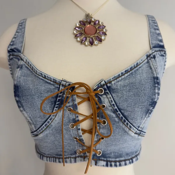 Bailey blue Denim Crop Top NWOT - Image 3