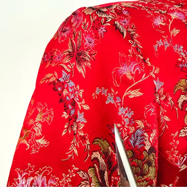 Vintage Y2K Silk-Blend Chinese-Style Patterned Tang Blazer in Red | Size S/M - Image 7