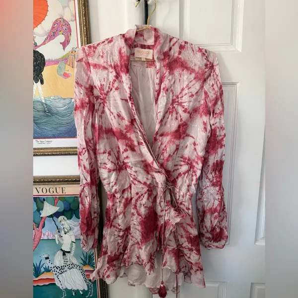Rococo Sand Ava Rosewood Tie Dye Print Faux Wrap - Image 3