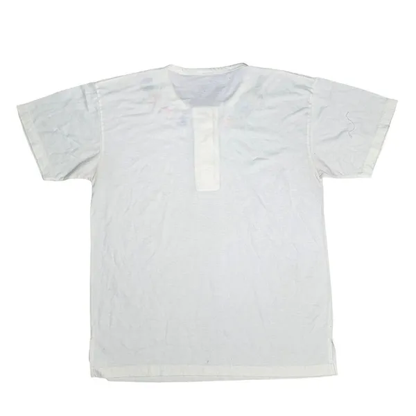 Vintage White Cotton Embroidered Henley Top With tropical Animal embroidery XL - Image 2