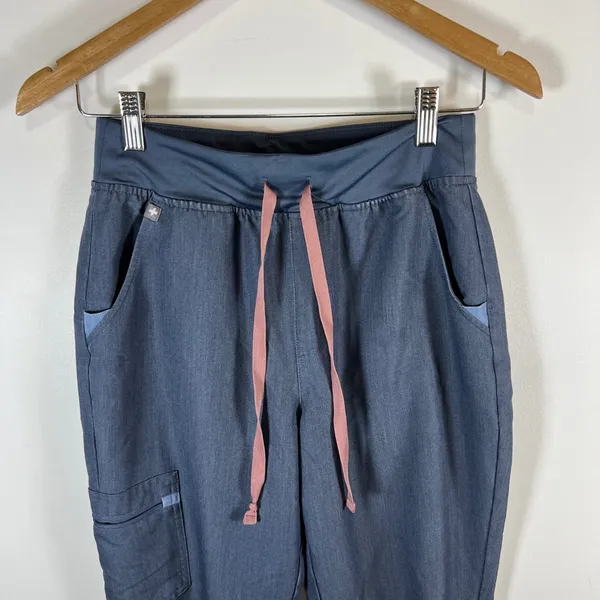 FIGS Zamora Jogger Scrub Pants Womens Small Heather Gray Blue Workwear‎ Casual - Image 2
