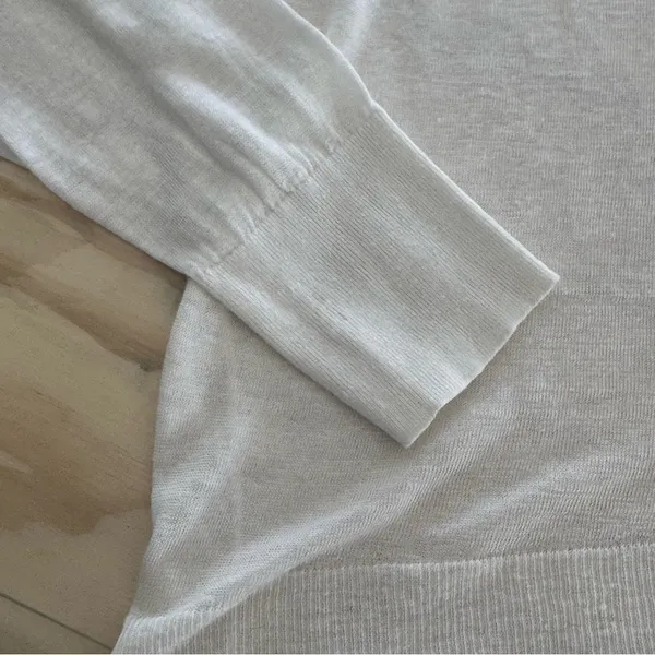 Theory Karenia Sag Harbor‎ Sweater Crewneck Lightweight Linen Blend White Small - Image 5