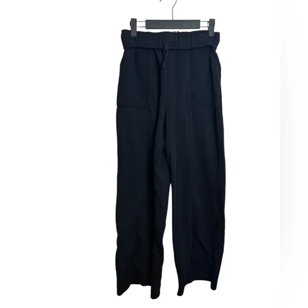 Planet Heart Black Foldover Wide Leg Sweatpants - Image 2
