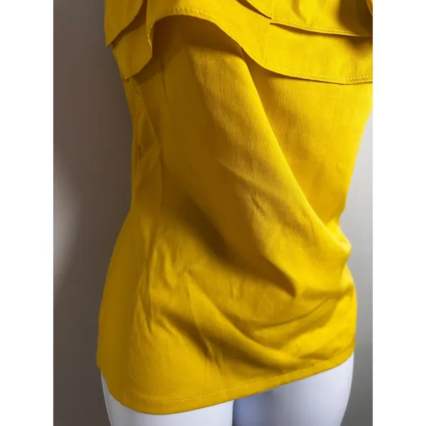 Banana Republic Mustard Yellow Bow Front Ruffle Cami Top‎ Vintage Y2K Petite 0P - Image 4
