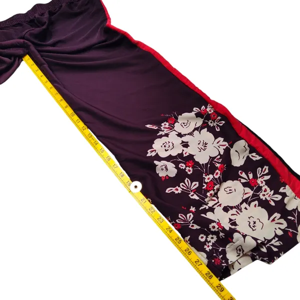 Aerie Floral Wide Leg Pants Size Medium Womens Burgundy Red Trousers Lightweight - Image 6