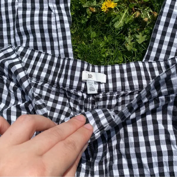 Nordstrom Straight Leg Pants In Black- White Gingham - Image 3