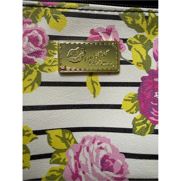 Luv Betsey by Betsey Johnson Floral Stripe Crossbody Wristlet Pink Roses Y2K - Image 2