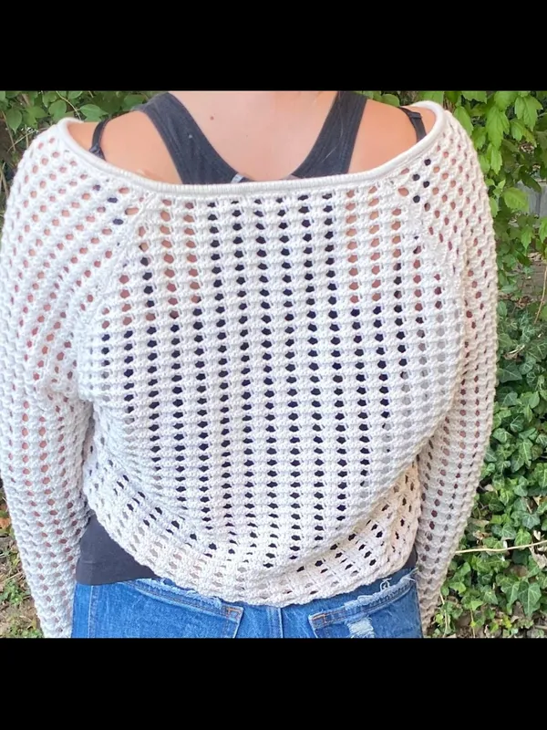 Wild Fable White Crochet Open-Knit Women's Sweater Womens Large - Image 5