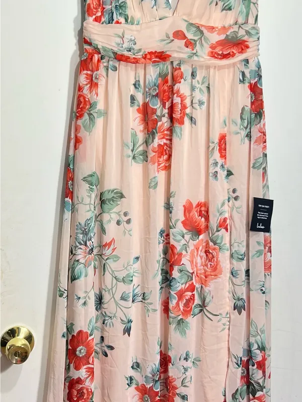 NWT Lulus Garden Meandering Blush Floral Print Maxi Dress size L - Image 6