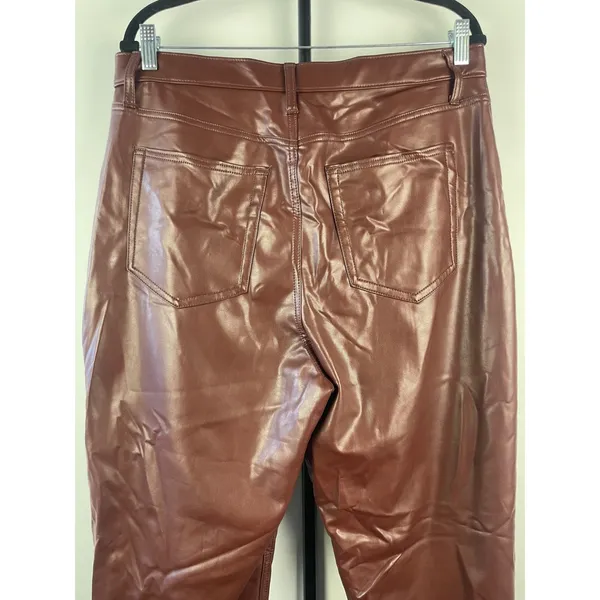 Abercrombie & Fitch 90s Straight Ultra High Rise Vegan Leather Pants Brown 33 - Image 7