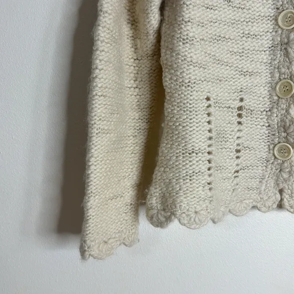 Alps Women's Vtg 100% Wool Chunky Cottagecore Button Cardigan Sweater Medium - Image 3