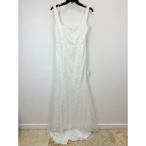 Lulus Eternal Happiness White Lace Square Neck Mermaid Maxi Dress Wedding L NWT - Image 5
