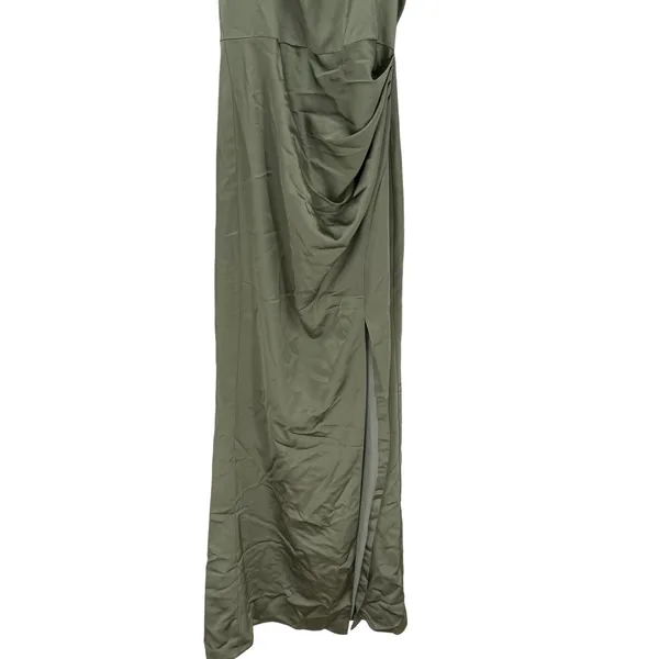 Lovely Noor Cowl Halter Open-Back Satin Maxi Dres‎ In Sage Size XS - Image 6