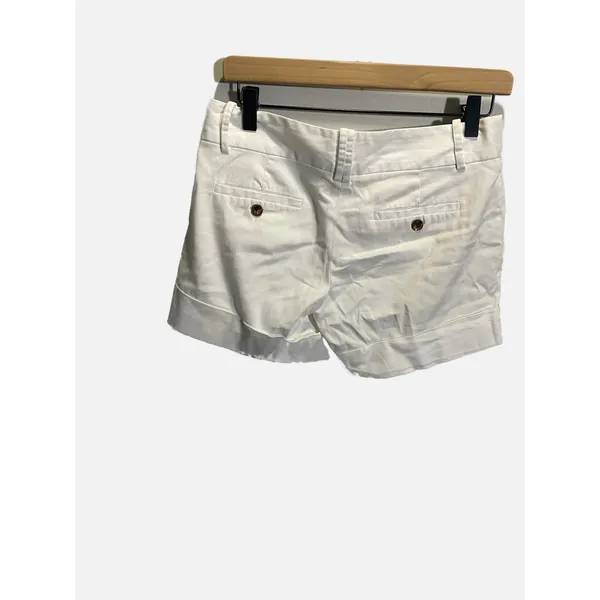 Zara Chino Shorts Womens M White Cuffed Cotton‎ Blend Casual Summer Classic - Image 5