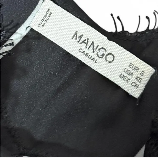 Mango Black and White Striped Lace Chemise - Image 4
