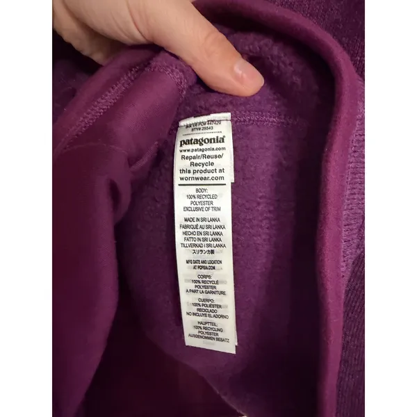 Patagonia Better Sweater Full Zip Fleece Jacket Purple Huckleberry Womens Medium - Image 3