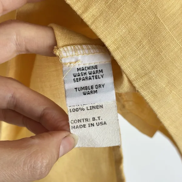 Cut Loose 100% Linen V-Neck Tunic Top M Butter Yellow Lagenlook Minimalist USA - Image 8