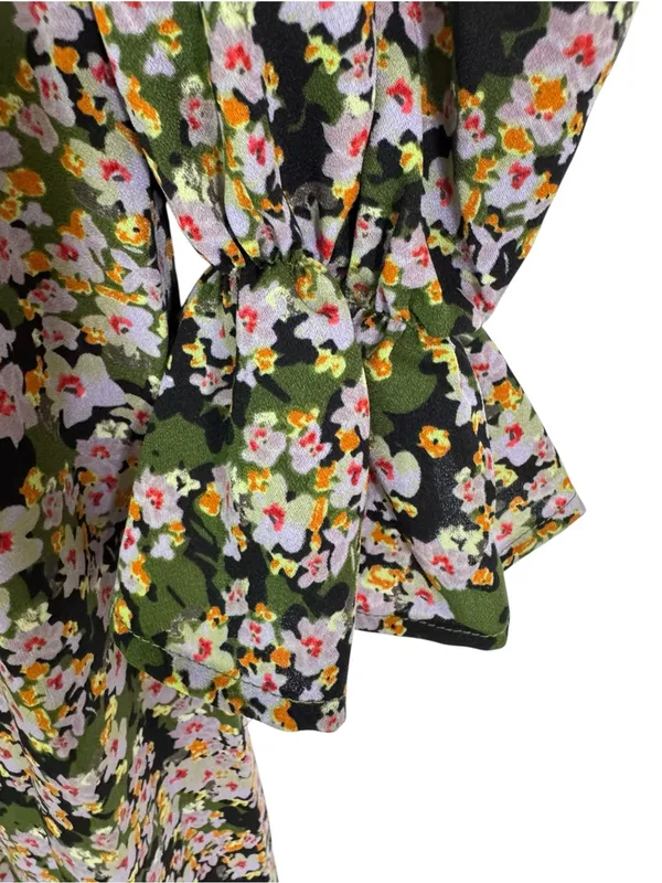 Never Fully Dressed Floral Tie Neck Tiered Loose Fit Midi Maxi Dress Size 4 - Image 7