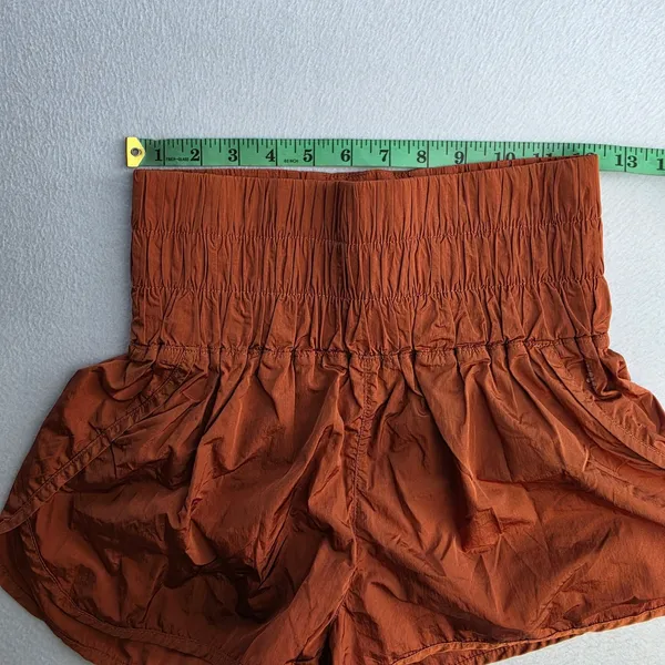 FP Movement The Way Home Shorts Rust‎ Orange High Rise Smocked Waist Womens M - Image 8