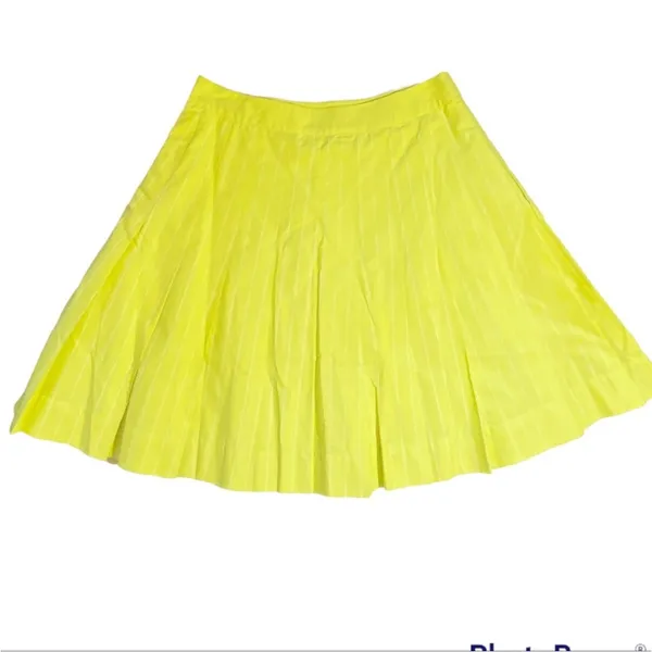 Anthro Love Birds Green Yellow Pleated Skirt M - Image 6