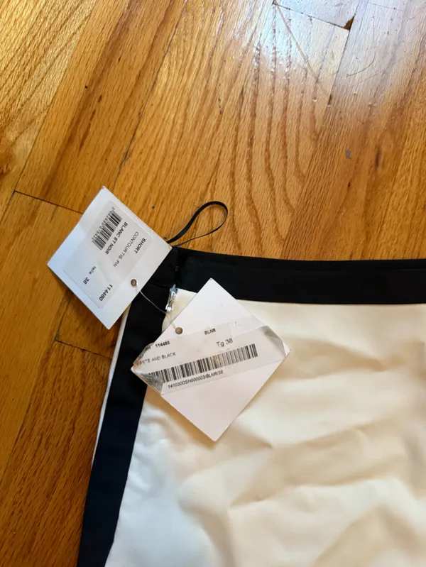 Courreges White micro Shorts with Black stripe NWT - Image 4