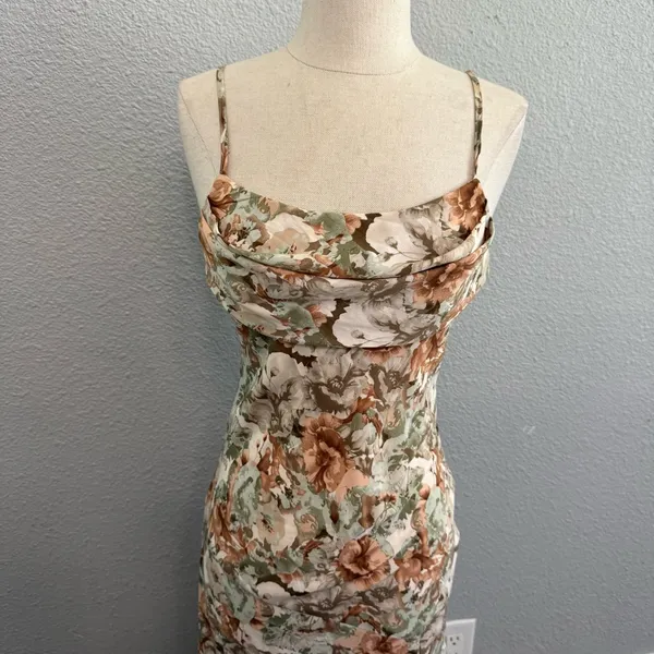 NWT Floral‎ Midi Slip Dress Size XS High Leg Slit - Image 2