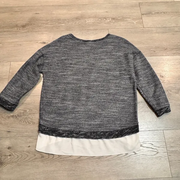 American Eagle‎ Layered Hem Pullover Top Heathered Knit Casual Gray Medium M - Image 2