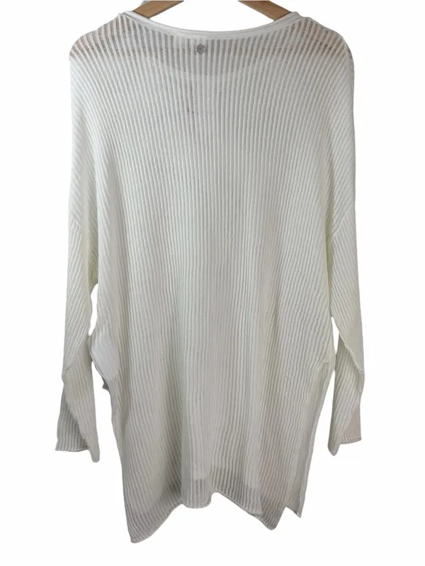 New Roxy Santa Monica Pullover Sweater White Open Knit Cotton High Low Size S - Image 7