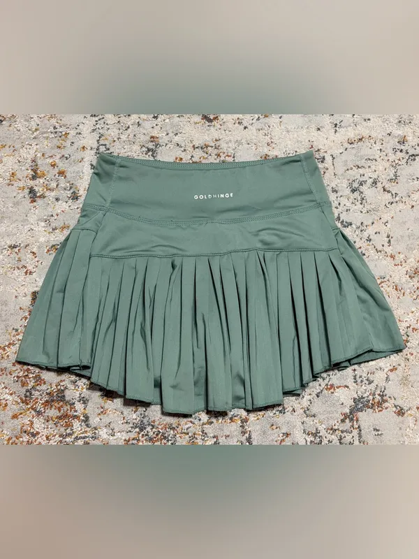 Gold Hinge Pleated Tennis Skirt skort sea green sage Small - Image 9