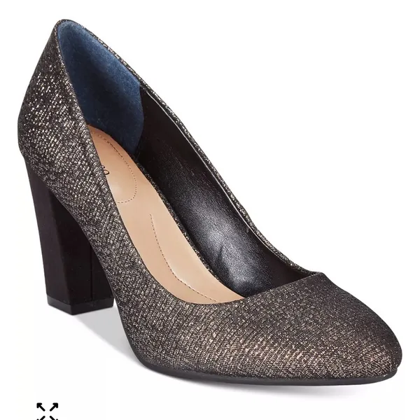 NWT STYLE & CO Black and Gold Metallic ASYAA Block Heel Pumps - 8.5 (read descr) - Image 8