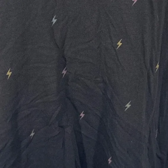 Lucky Brand Black Lightning Bolt Print‎ Short Sleeve Tee Shirt Women's Sm - Image 2