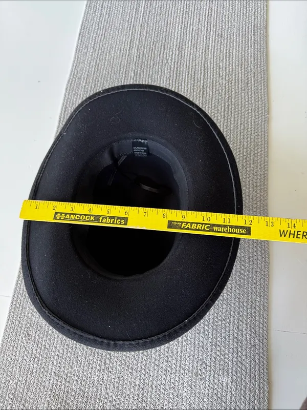 Source Unknown Black Felt Cowboy Hat w Tripe Row Rhinestone Crystal Band - Image 7