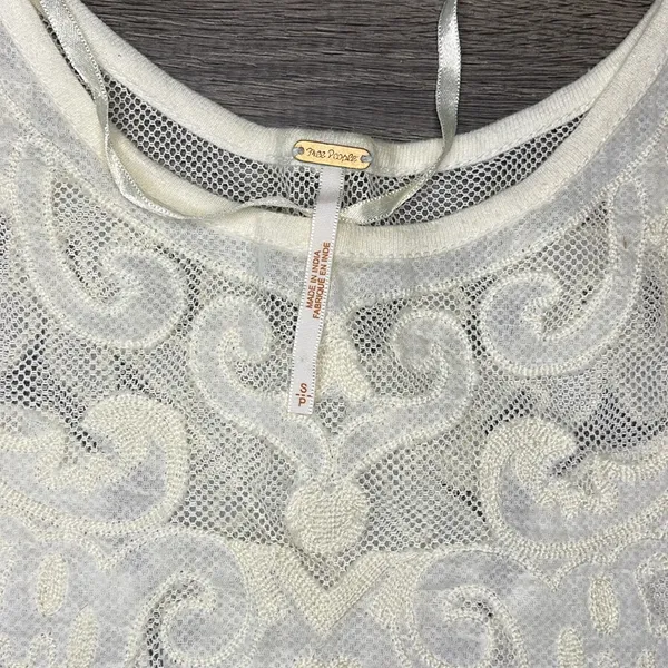 Free People Women's Meant to Be Mesh Lace Tank Top Linen Blend White Size Small‎ - Image 3
