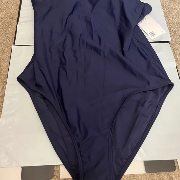 New Quince Italian Cami One Piece Womens Swimsuit Deep Navy Blue Size Large - Image 3