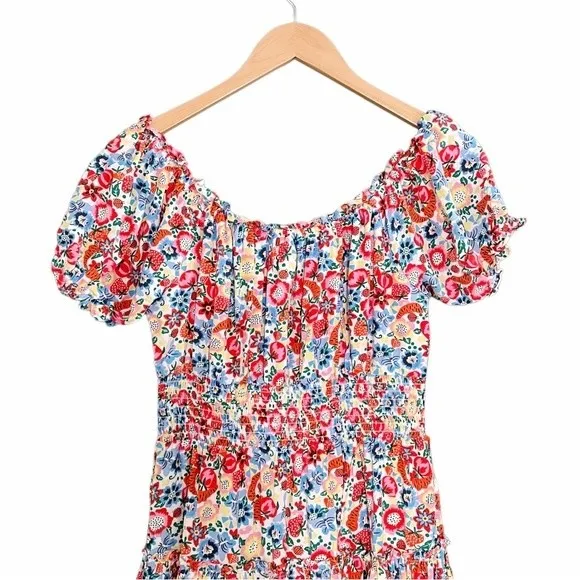 NWT J. Crew Floral Farmers Market Ladybug Print Midi Tiered Dress Size 0 | XS - Image 6