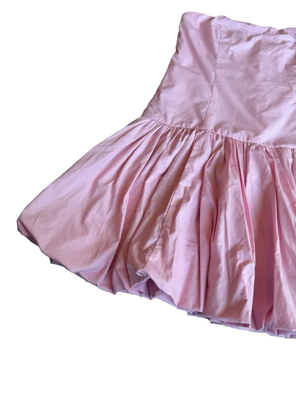 Abercrombie & Fitch Pink Bubble Hem Mini Dress Strapless Barbie Size Large NWT - Image 6