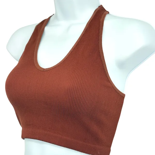 Free People Movement Free Throw Crop Tank Women S Rust Ribbed Racerback Top Yoga - Image 4