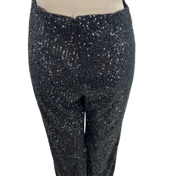 Ieena for Mac Duggal Jumpsuit 26691 Sequin Cut Out Wide Leg‎ Black Size 4 - Image 11