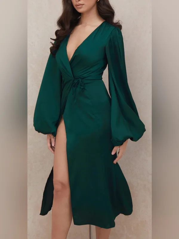 NEW HOUSE OF CB Shilol wrap dress emerald green Sz XS - Image 2