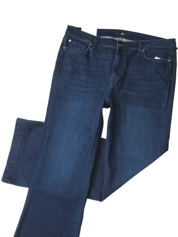 NWT 7 For All Mankind Dojo in Blue Black Santiago Trouser Flare Stretch Jeans 34 - Image 2