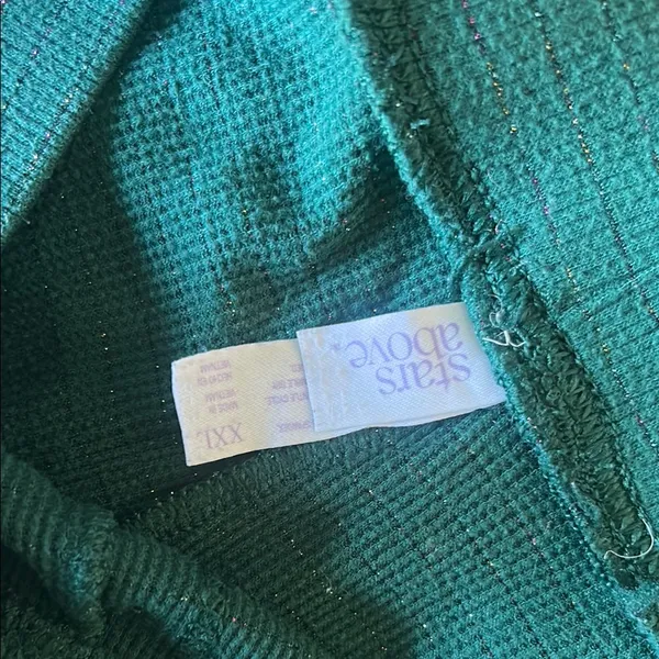 Stars Above Green Sparkly Two Piece Pajamas Set Size XXL - Image 6