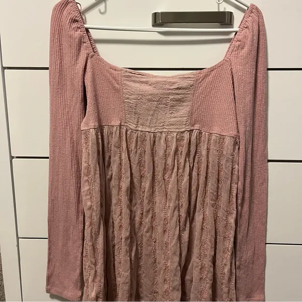 Free People Nitara Pale Pink Tunic Top Mesh - Image 3