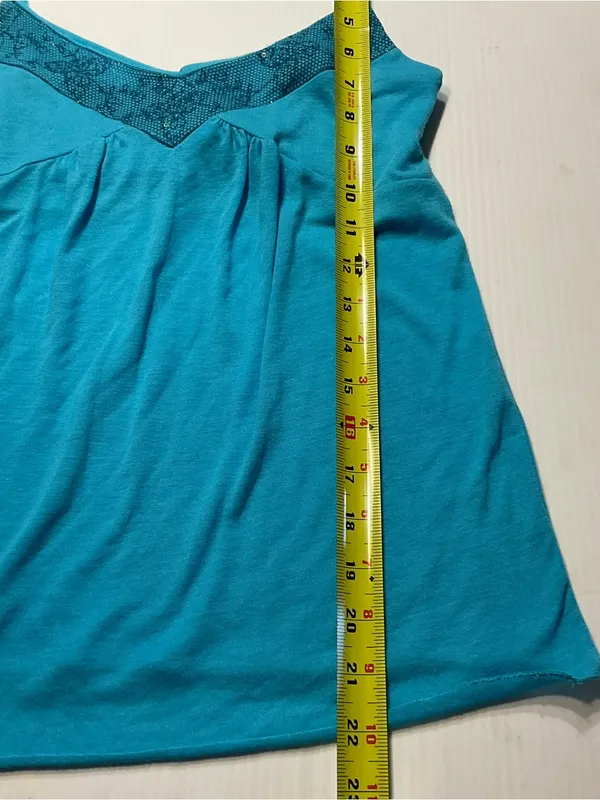 Aqua Blue Babydoll Camisole Eyeshadow Women/Jr Sz M Sequin Trim Shelf Bra Y2K - Image 7