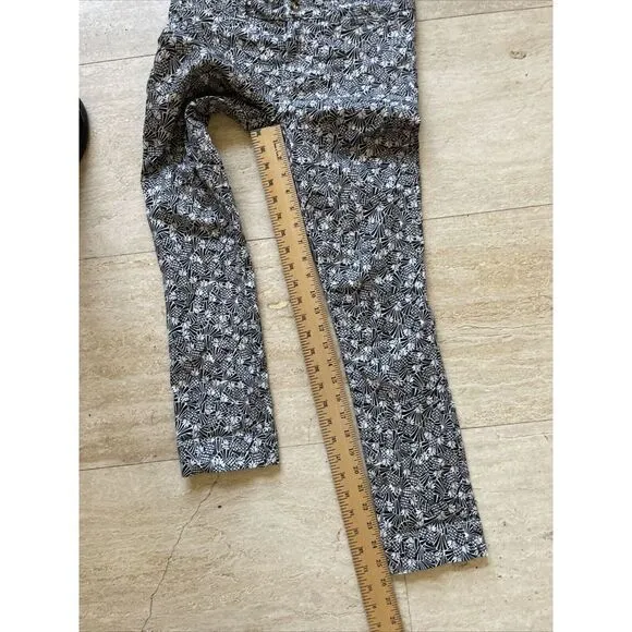 ANTHROPOLOGIE Bowery Pants Women's 4R‎ Black White Pineapple Print Crop Skinny - Image 4