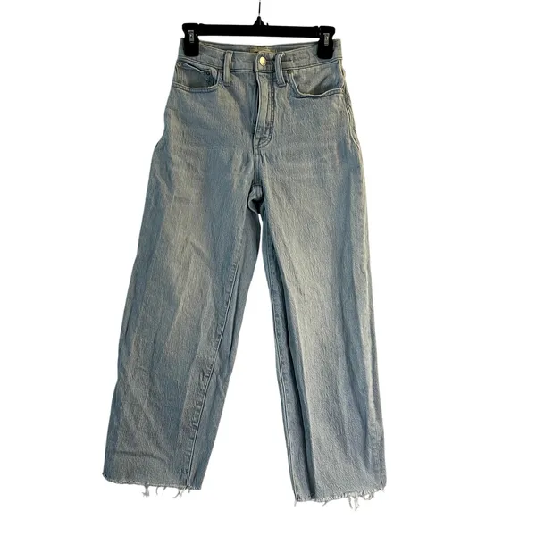 Madewell the perfect vintage wide-leg crop jeans light blue size 24 - Image 2