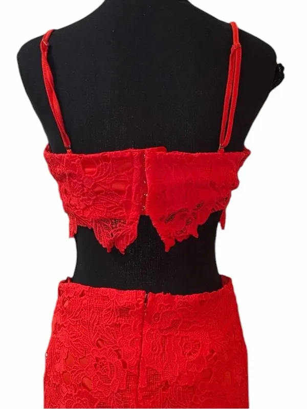 Amable by Mable Lace Maxi Orange Dress(Size Medium) - Image 7