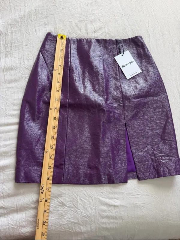 Showpo. Shimmery Purple Faux Leather‎ Mini Skirt - Image 6