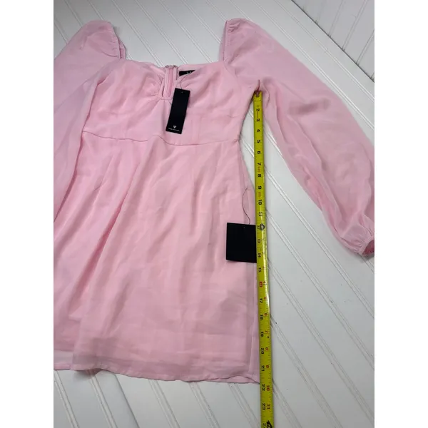 NWT Lulus Flirtatious Designs Light Pink Chiffon Balloon Sleeve Mini Dress Sz S - Image 5