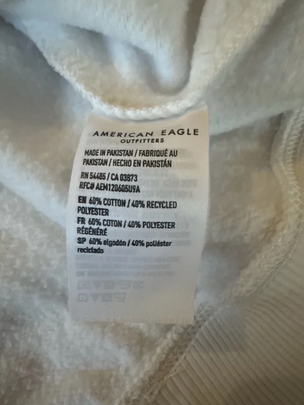 American Eagle Size S Women's White Funday NYC Graphic Crew Neck Sweatshirt - Image 6