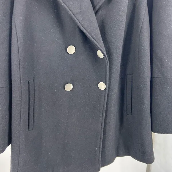 Roamans wool blend black 2X pea coat plus winter fall casual business travel - Image 4